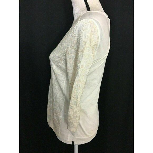 J Crew Ivory Floral Embroidered Long sleeve top - Picture 3 of 7